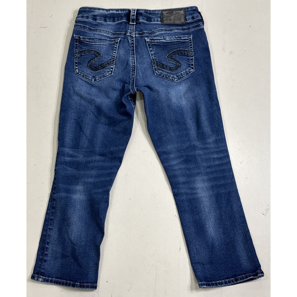 Women's Silver Suki Capri Designer Jeans Mid Rise Blue W29 / L22 - Picture 2 of 8